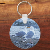 Seagulls die zoenen op de strand foto sleutelhanger (Voorkant)