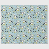 Seagulls en Confetti Light Blue, grijs gepatterd Cadeaupapier (Vlak)