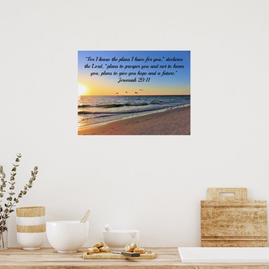SEAGULLS EN SUNRISE JEREMIAH 29:11 BIBLIOTHEEK POSTER (Keuken)