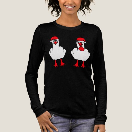 Seagulls Grumpy Santa Hats Middle Finger XMas Tri-Blend Shirt (Voorkant)