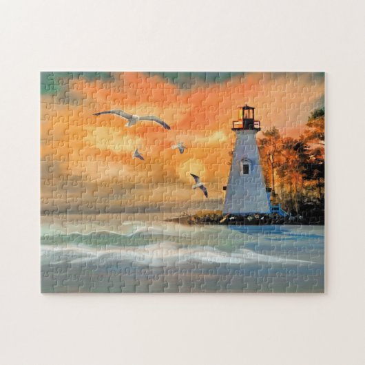 Seagulls Lighthouse Jigzaag Puzzle Legpuzzel (Horizontaal)