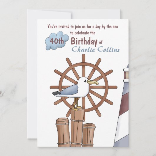 Seagull's Nautical Invitation Kaart (Voorkant)