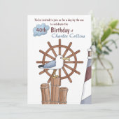 Seagull's Nautical Invitation Kaart (Staand voorkant)