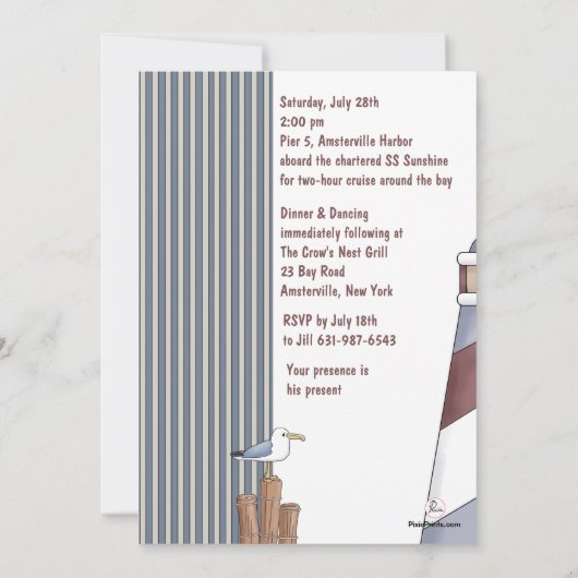 Seagull's Nautical Invitation Kaart (Achterkant)