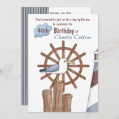 Seagull's Nautical Invitation Kaart (Voorkant / Achterkant)