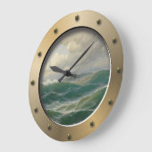 Seagulls Over Waves Nautical Art Ships Porthole Grote Klok (Hoek)