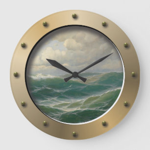 Seagulls Over Waves Nautical Art Ships Porthole Grote Klok