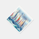 Seagulls Soaring With a Sailboat Regatta Servet (Hoek)