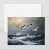 Seagulls Stormy Ocean Fine Art Briefkaart (Voorkant / Achterkant)