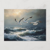 Seagulls Stormy Ocean Fine Art Briefkaart (Voorkant)