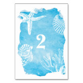 Seahells op Waterverf Trouwtafel Nummer Kaart (Voorkant)