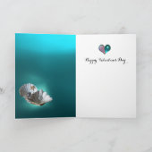 SEAHOREN IN LOVE, BLUE PINK NACRE, Valentijnsdag Feestdagen Kaart (Binnen)
