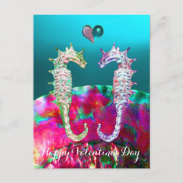 SEAHOREN IN LOVE, BLUE PINK NACRE, Valentijnsdag Feestdagenkaart