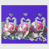 SEAHOREN IN LOVE, PINK BLAUWGROEN BLAUWE MOEDER VA CADEAUPAPIER (Vlak)