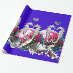 SEAHOREN IN LOVE, PINK BLAUWGROEN BLAUWE MOEDER VA CADEAUPAPIER