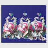 SEAHOREN IN LOVE, PINK BLAUWGROEN BLAUWE MOEDER VA CADEAUPAPIER (Vlak)