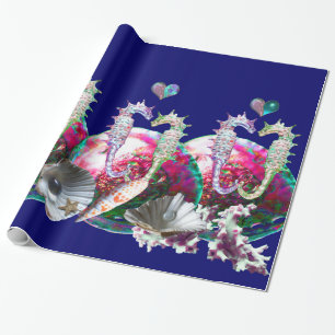 SEAHOREN IN LOVE, PINK BLAUWGROEN BLAUWE MOEDER VA CADEAUPAPIER