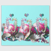 SEAHOREN IN LOVE, PINK BLAUWGROEN BLAUWE MOEDER VA CADEAUPAPIER (Vlak)