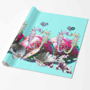 SEAHOREN IN LOVE, PINK BLAUWGROEN BLAUWE MOEDER VA CADEAUPAPIER