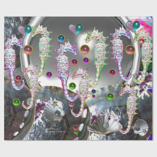 SEAHOREN IN LOVE, PINK BLAUWGROEN BLAUWE MOEDER VA CADEAUPAPIER (Vlak)