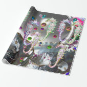 SEAHOREN IN LOVE, PINK BLAUWGROEN BLAUWE MOEDER VA CADEAUPAPIER (Uitgerold)