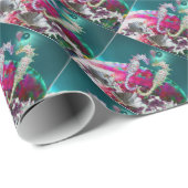 SEAHOREN IN LOVE, PINK BLAUWGROEN BLAUWE MOEDER VA CADEAUPAPIER (Rol Hoek)