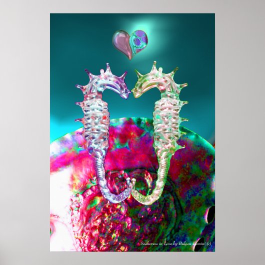SEAHOREN IN LOVE, PINK BLAUWGROEN BLAUWE MOEDER VA POSTER (Voorkant)
