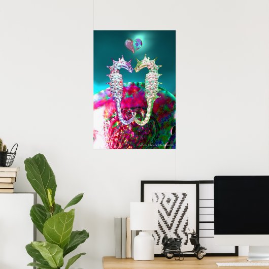 SEAHOREN IN LOVE, PINK BLAUWGROEN BLAUWE MOEDER VA POSTER (Thuiskantoor)