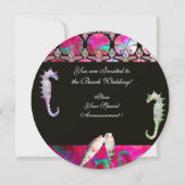 SEAHOREN, PINK NACRE BEACH WEDDING MONOGRAM KAART (Achterkant)