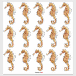 Seahorse 15 Large Waterverf Painted Transparent Sticker