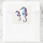 SEAHORSE 1 DUO BABY BLAUW EN ROZE MOZAÏEK VIERKANTE STICKER (Tas)