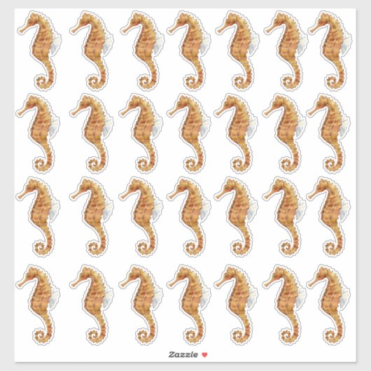Seahorse 28 Waterverf Geschilderd Transparant Sticker (Vel)