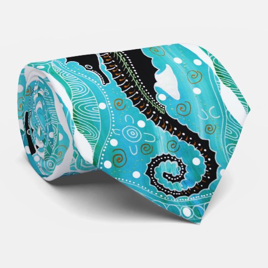 Seahorse Aboriginal Art Stropdas (Opgerold)