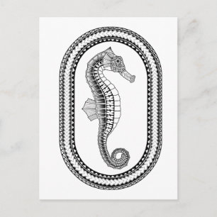 Seahorse Adult Coloring Briefkaart