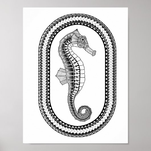 Seahorse Adult Coloring Poster (Voorkant)
