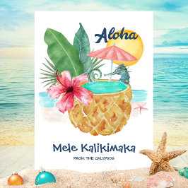 Seahorse Ananas Aloha Tropical Beach Kerstmis Feestdagenkaart