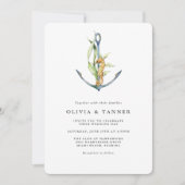 Seahorse and Anchor Nautical Wedding Kaart (Voorkant)