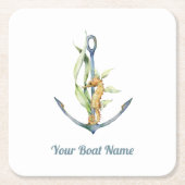 Seahorse and Anchor Nautical with Boat Name Kartonnen Onderzetters (Voorkant)