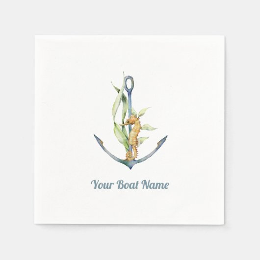 Seahorse and Anchor Nautical with Boat Name Servet (Voorkant)