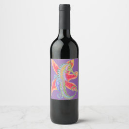 Seahorse and Starfish Wine Label Wijn Etiket