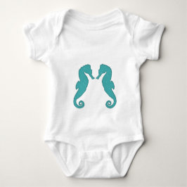 Seahorse aqua silhouettes Eenvoudige schattige nau Romper