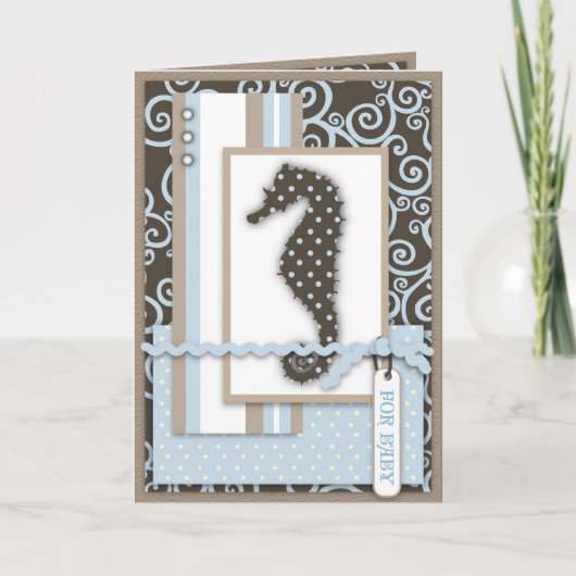 Seahorse Baby Boy Kaart (Voorkant)