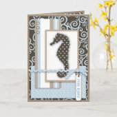 Seahorse Baby Boy Kaart (Gele Bloem)