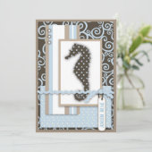 Seahorse Baby Boy Uitnodiging (Staand voorkant)