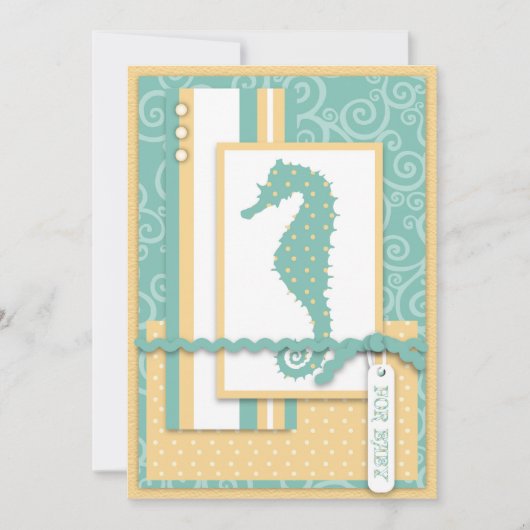 Seahorse Baby Invitation Kaart (Voorkant)