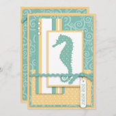 Seahorse Baby Invitation Kaart (Voorkant / Achterkant)