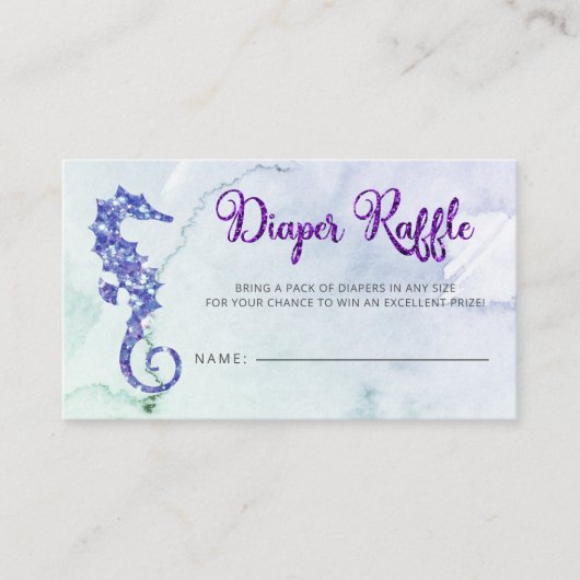 Seahorse Baby shower Luier Raffle Informatiekaartje (Voorkant)