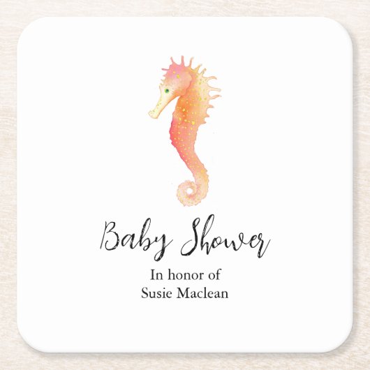 Seahorse Baby shower servet Kartonnen Onderzetters (Voorkant)