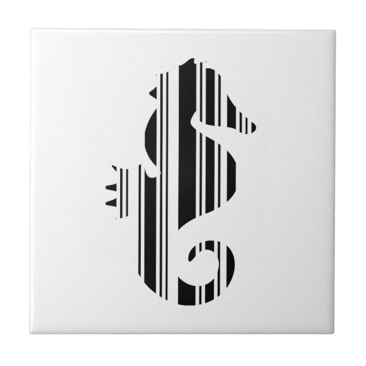 SEAHORSE BAR CODE Fish Barcode Patroon Design Tegeltje (Voorkant)