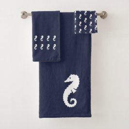Seahorse Bath Black and white towel set Bad Handdoek